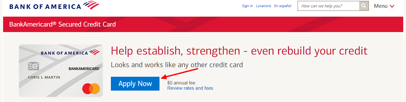 Www bankofamerica credit cards products secured credit card Apply 