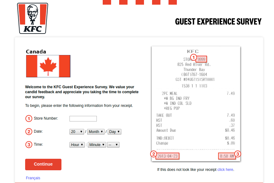 KFC Canada Experience Survey