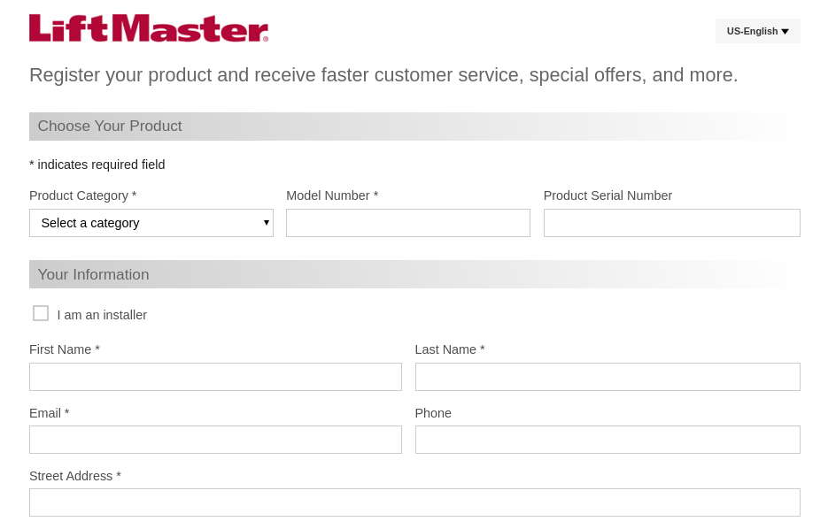 LiftMaster Register