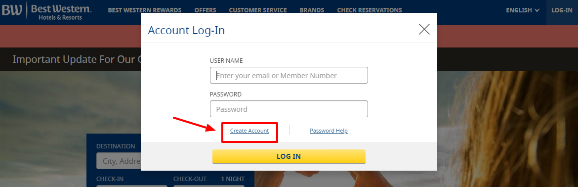 Process of login into Best Western Employee Portal