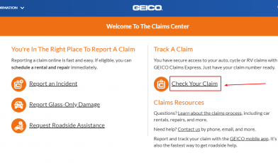 Track a claim online with Geico