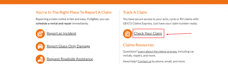 Track a claim online with Geico