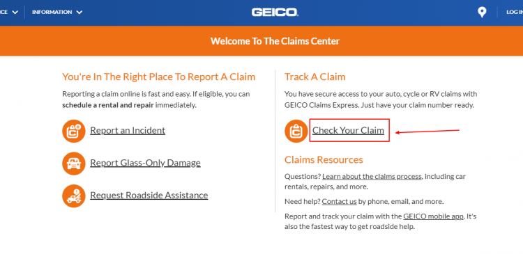 Track a claim online with Geico