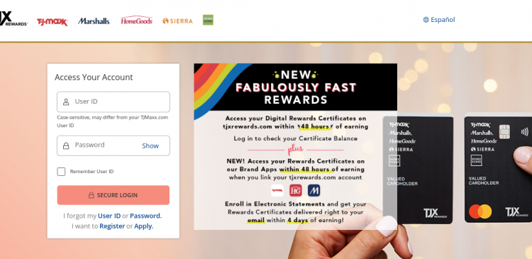 tjmaxx credit card login