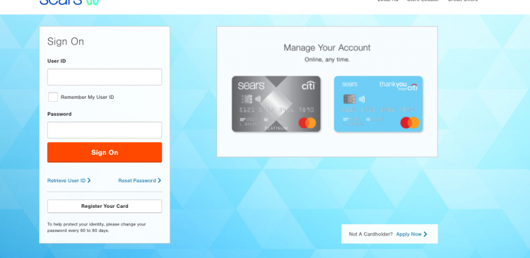 sears credit card login