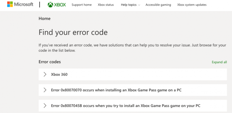 xbox error