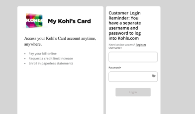 Kohl’s credit card Login guide