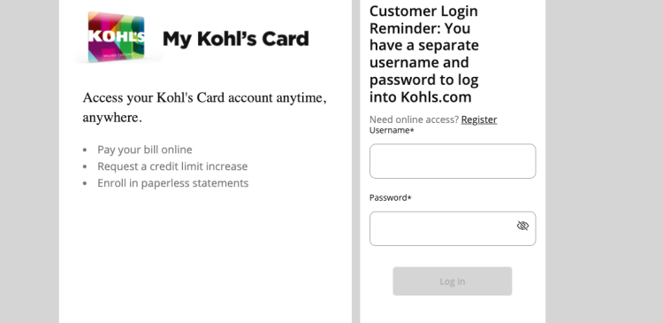 Kohl’s credit card Login guide